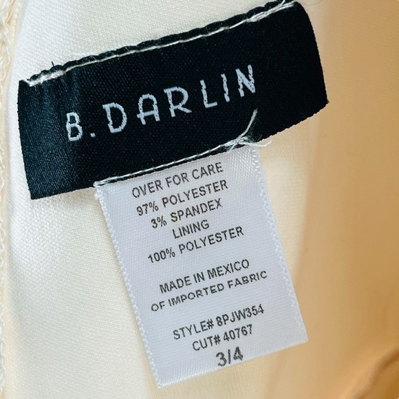 B Darlin Spaghetti Strap Corset Bodice Ruched Tie-Hem Satin Cream Dress Jr 3-4 - Picture 11 of 12